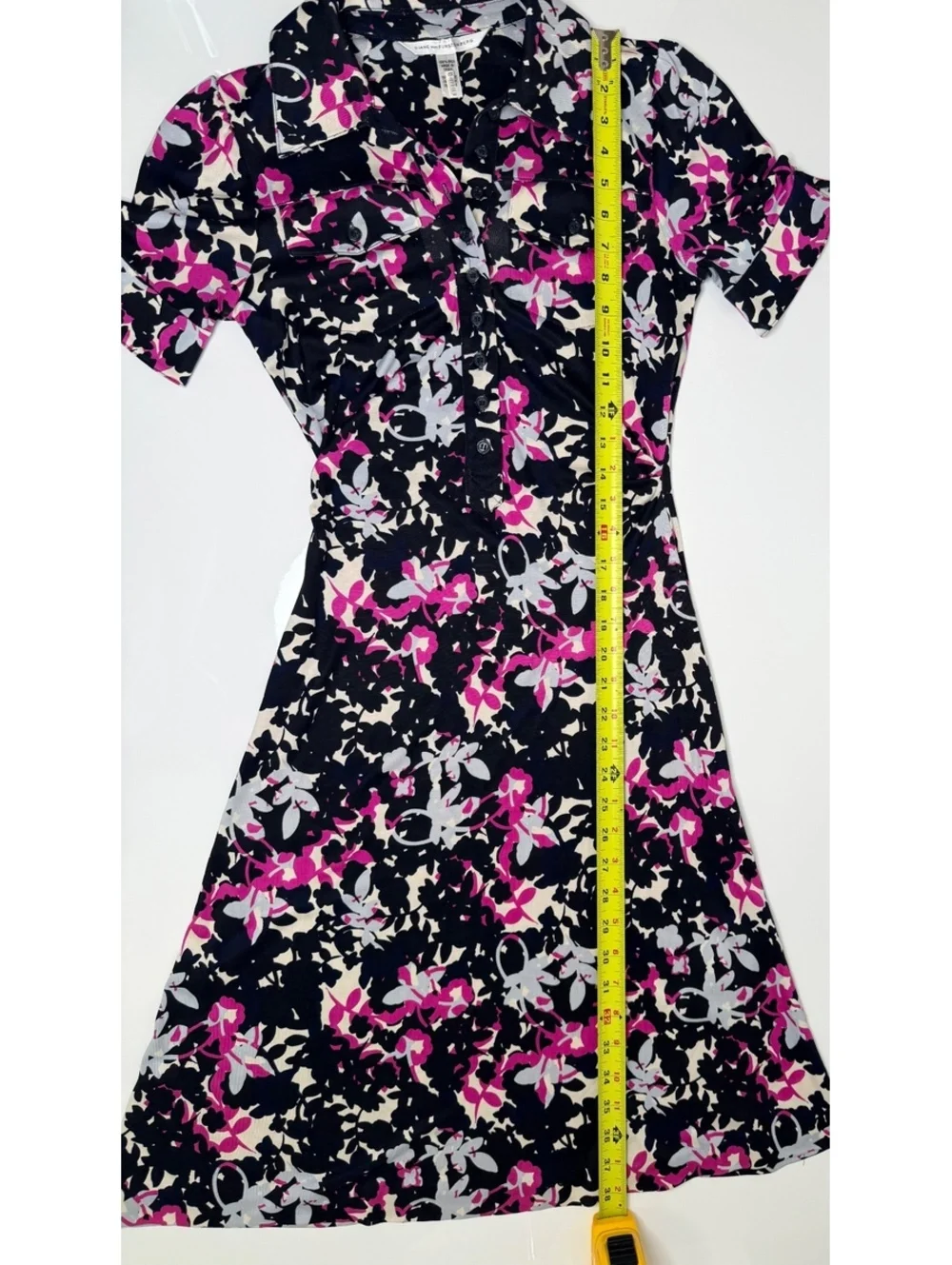 Diane Von Furstenberg DvF Polly Dee Shirt Dress Pink Ivory Black 100% Silk Sz 2